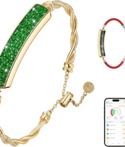2-in-1 Crystal-Inlaid Smart Bracelet for Women, Jewelry Fitness Tracker with Heart Rate, Sleep & Cycle Tracking, IP68 Waterproof, Interchangeable Bands, Compatible with iOS & Android