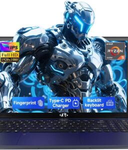 NIMO 15.6" IPS FHD-Gaming-Laptop,AMD Ryzen 5 6600H 16GB DDR5 RAM 256GB SSD (Beat i5-1335U, 6 Cores Up to 4.5GHz) AMD Radeon 660M GPU-Computer with 100W Type-C Backlit Keyboard Fingerprint