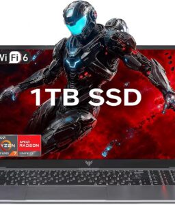 KAIGERR Gaming Laptop, 1TB NVMe SSD 16GB RAM Laptop Computer with AMD Ryzen 7 5825U(8C/16T, Up to 4.5GHz), 15.6inch Windows 11 Laptop, Radeon RX Vega 8 Graphics,WiFi 6 for Creative & Business