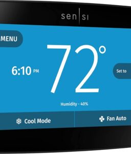 Sensi Touch Smart Thermostat by Emerson with Touchscreen Color Display, Programmable, Wi-Fi, Mobile App, Easy DIY, Data Privacy, Works with Alexa, Energy Star Certified, ST75 - Black, C-Wire Required